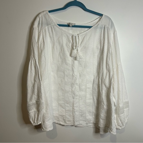 Lucky Brand Tops - Lucky Brand White Textured Blouse